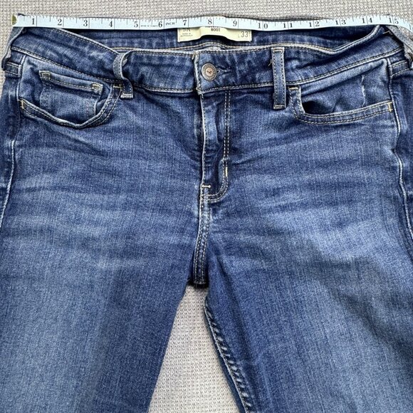 Hollister Womens 9R Blue Distressed Bootcut Jeans Denim Ripped Knee Medium Wash - Picture 8 of 13